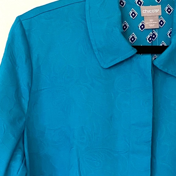 NWT* (3) CHICO'S ALGIERS BLUE PLEAT BACK JACKET 18/18 - Picture 7 of 8